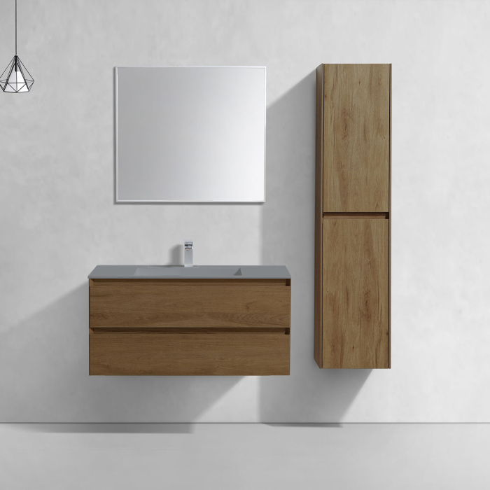 Тумба с раковиной Vincea Luka 1000 подвесная, 2 выкатных ящика soft-close, T.Oak, VMC-2L100TO+VCB-13100G