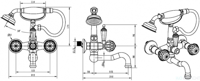 Смеситель Boheme Imperiale Presente 333 для ванны с душем