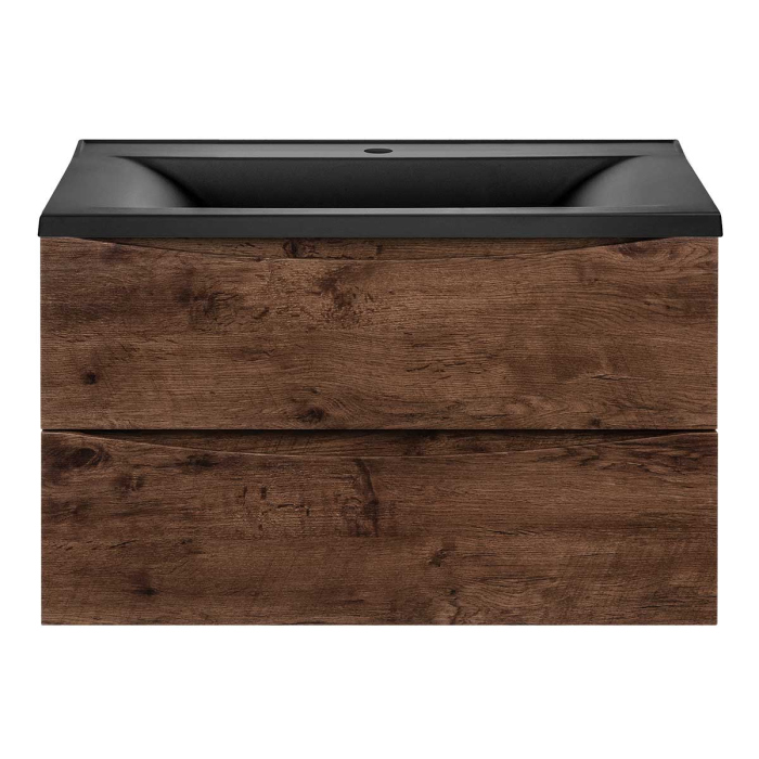 Тумба с раковиной Vincea Mia 750 подвесная, 2 выкатных ящика soft close, R.Wood, VMC-2MA750RW+VCB-3M750B