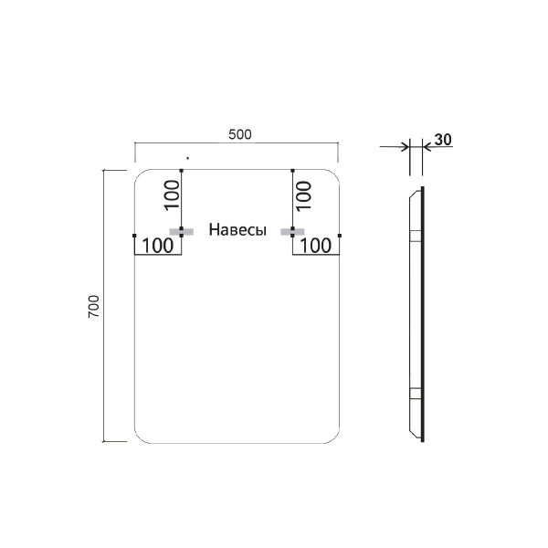 Зеркало Vincea LED VLM-3VC500B 500х700 c сенсорным выключателем и диммером