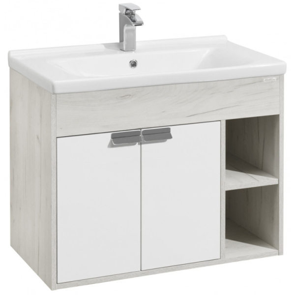 Тумба с раковиной Акватон Флай 80 1A2374K0FAX10 белый дуб крафт