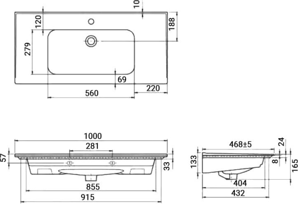 Тумба с раковиной Smile Порто 100 белая, хром