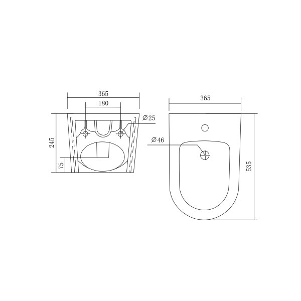 Биде подвесное Акватек Оберон/Бетта AQ0516-00