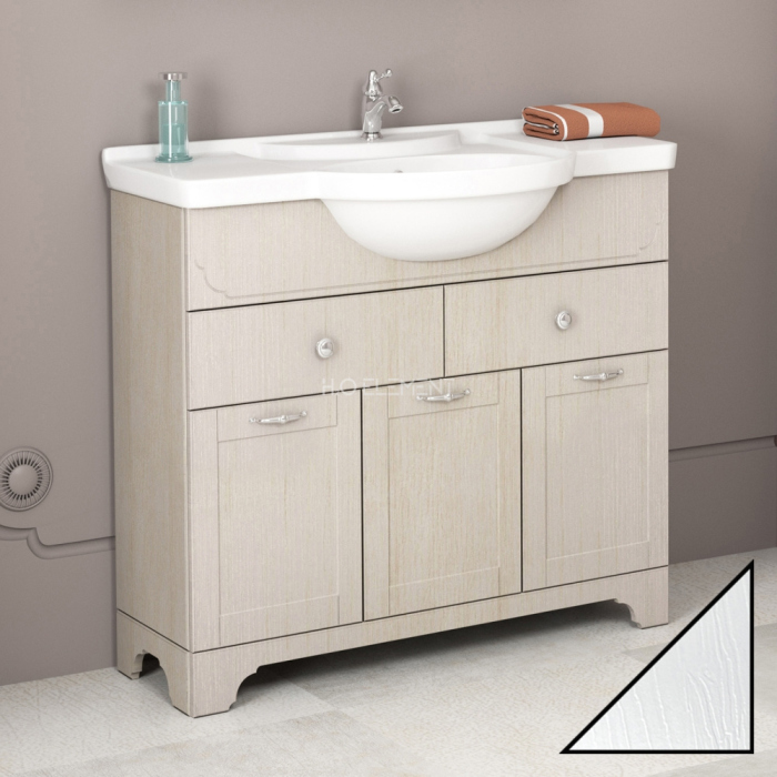 Тумба Dreja.eco Antia 95, белый, 2 ящ, 3 дв, 99.0440