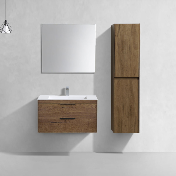 Тумба с раковиной Vincea Chiara 2D 800 подвесная, T.Oak, VMC-2C2800TO+VCB-13800W