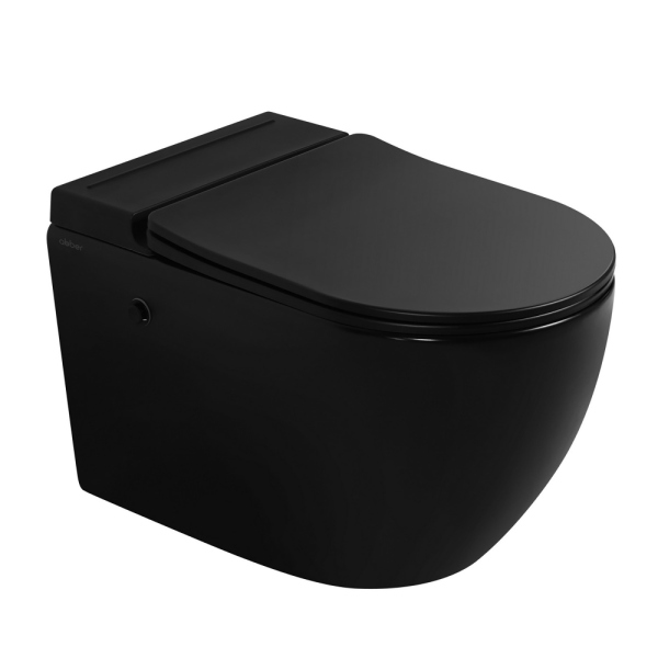 Комплект ABBER подвесной унитаз Bequem AC1108PMB черный матовый с инсталляцией AC0101P