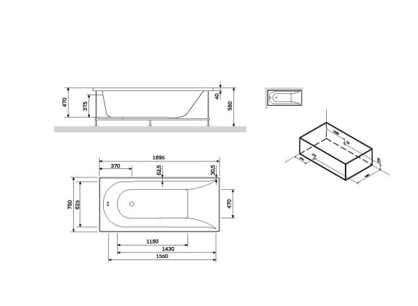 Экран AM.PM Spirit 170x75 Экран AM.PM Spirit 170x75