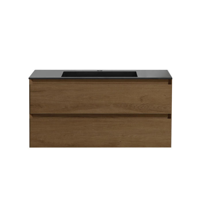 Тумба с раковиной Vincea Luka 1000 подвесная, 2 выкатных ящика soft-close, T.Oak, VMC-2L100TO+VCB-13100B