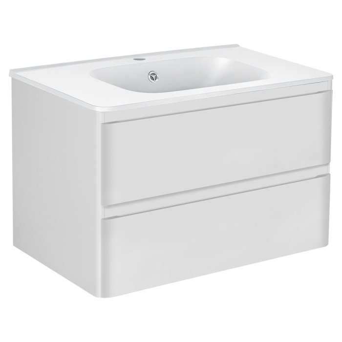 Тумба с раковиной Vincea Vico 800 подвесная, 2 выкатных ящика soft close, G.White, VMC-2V800GW+VCB-2VP800W