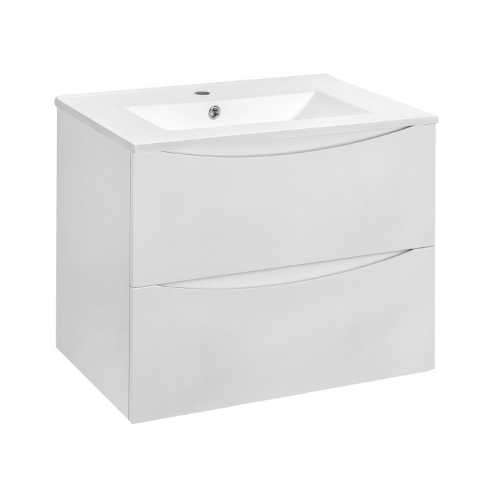 Тумба с раковиной Vincea Mia 700 подвесная, 2 выкатных ящика soft close, G.White, VMC-2MC700GW+VBS-13960