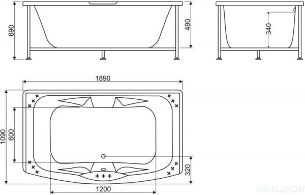 Акриловая ванна BelBagno BB105-190-110