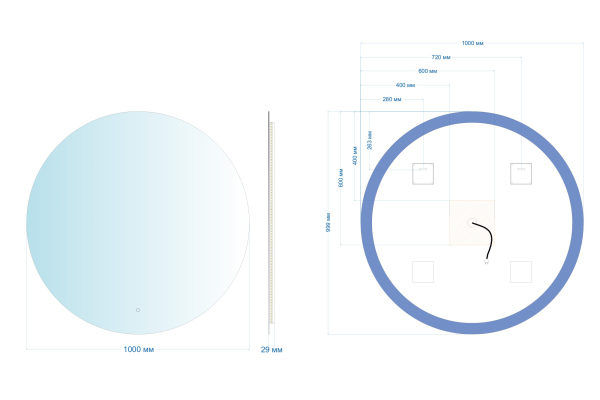 Зеркало ABBER Mond AG6203SL-1.0 с подсветкой, сенсорный выключатель, диммер