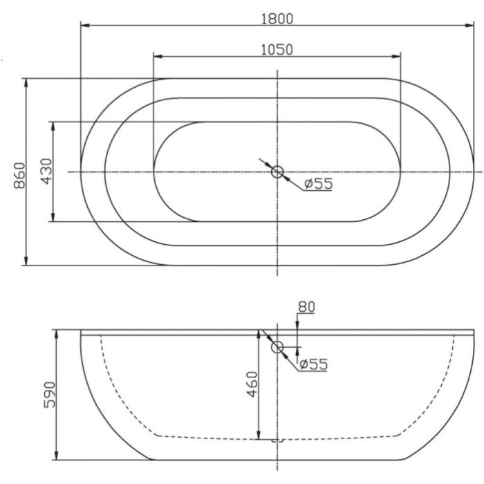 Акриловая ванна BelBagno BB13-1800