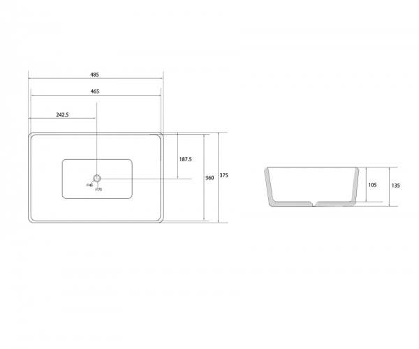 Раковина накладная ABBER Rechteck AC2212 белая
