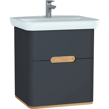 Шкаф Sento с раковиной, с 2 ящиками, 65 см, с LED подсветкой, цвет матовый антрацит ( ножки 61069 за