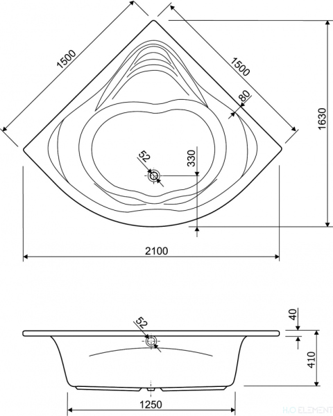 Акриловая ванна Cezares Cetina 150x150