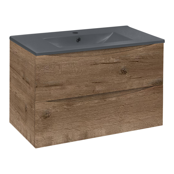 Тумба с раковиной Vincea Mia 800 подвесная, 2 выкатных ящика soft close, V.Oak, VMC-2MC800VO+VBS-13980 Тумба с раковиной Vincea Mia 800 подвесная, 2 выкатных ящика soft close, V.Oak, VMC-2MC800VO+VBS-13980