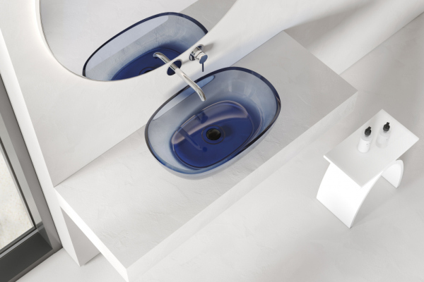 Раковина накладная прозрачная ABBER Kristall AT2805Saphir синяя