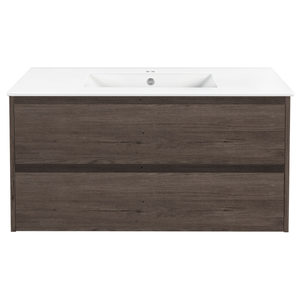 Тумба с раковиной Vincea Gio 100 подвесная, 2 выкатных ящика soft-close, R.Oak, VMC-2G100RO+VBS-13100MA