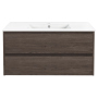 Тумба с раковиной Vincea Gio 100 подвесная, 2 выкатных ящика soft-close, R.Oak, VMC-2G100RO+VBS-13100MA