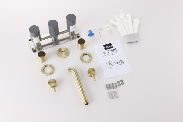 Смеситель ABBER Wasser Kreis 316 AF81123BG-L для раковины скрытого монтажа, золото брашированное